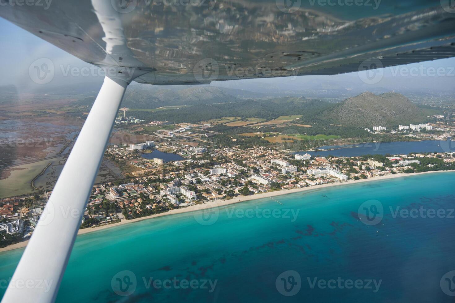 A view of a city from an airplane. Nice view photo