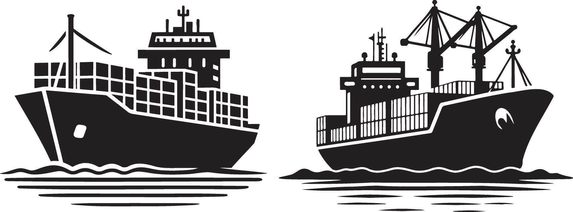 Cargo Ship Sketch Illustration. vector