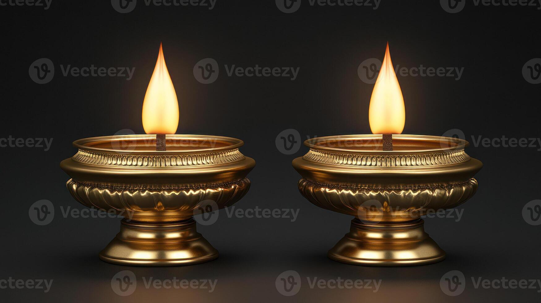 Elegant gold candles with dancing flames, creating a warm ambiance. photo