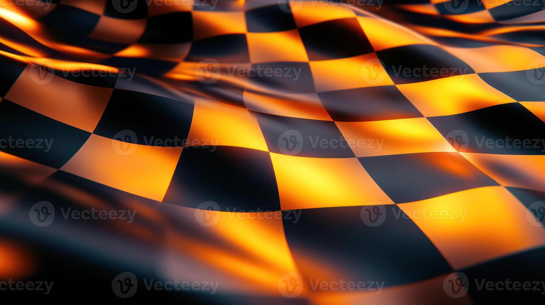 Wavy checkered fabric in orange and black, creating a dynamic visual effect. photo