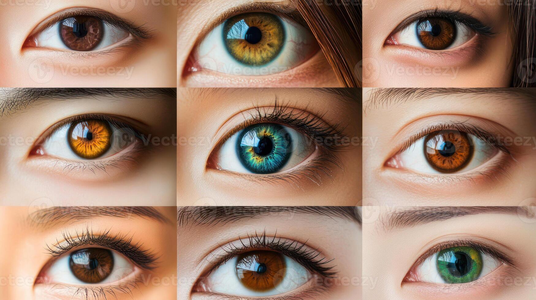A captivating display of diverse human eyes showcasing various colors. photo