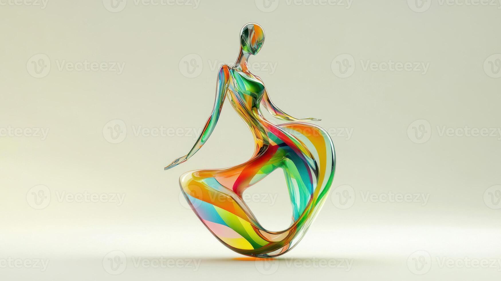 An elegant, colorful abstract sculpture of a dancing figure. photo