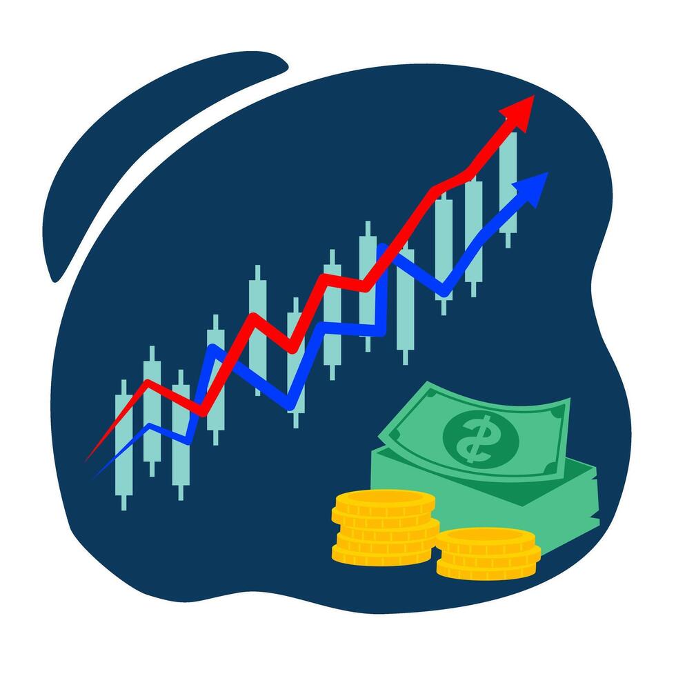Illustration financial Stock Market A line chart with an upward trend vector