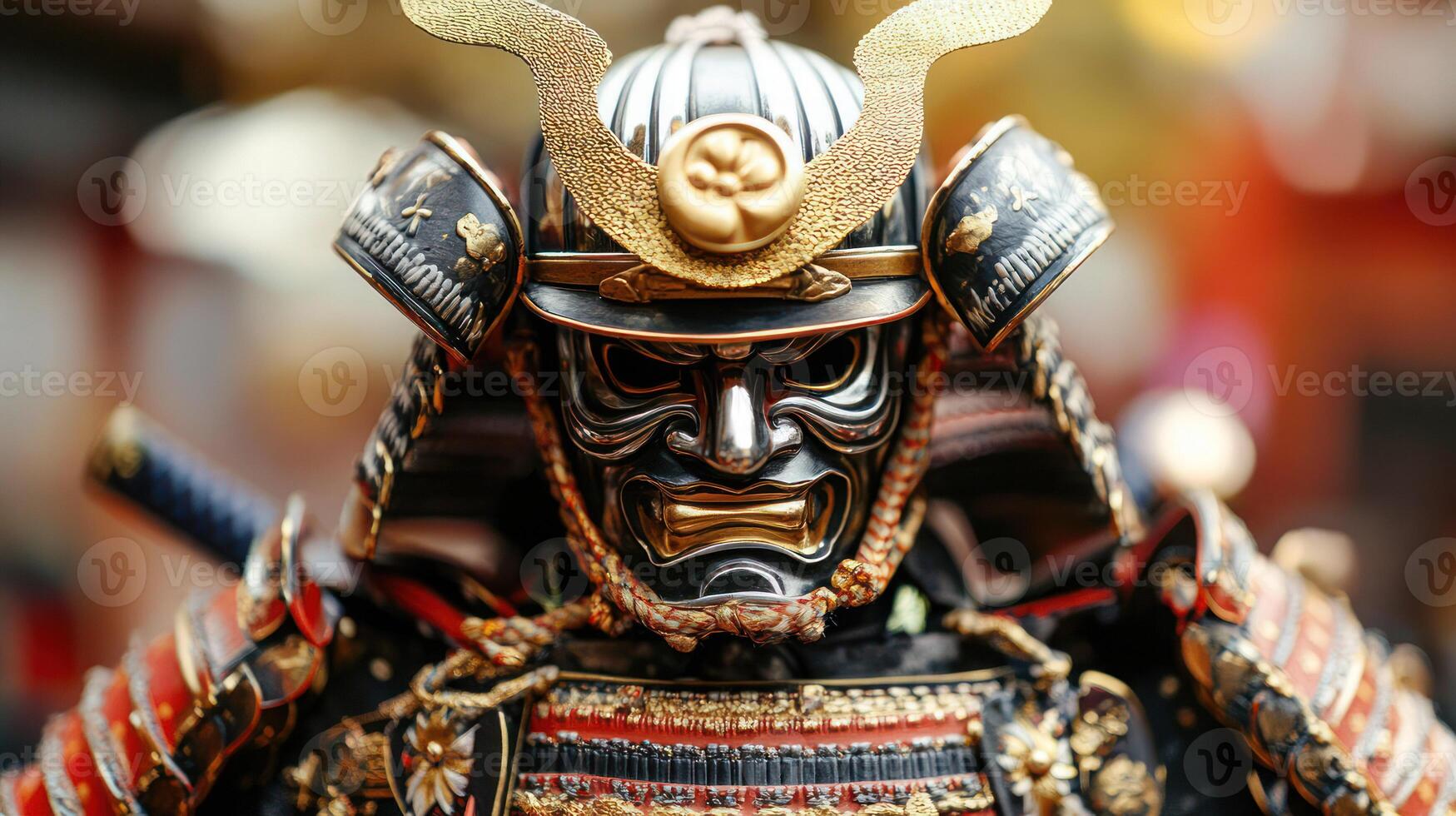 A detailed samurai figure showcasing intricate armor and helmet design. photo