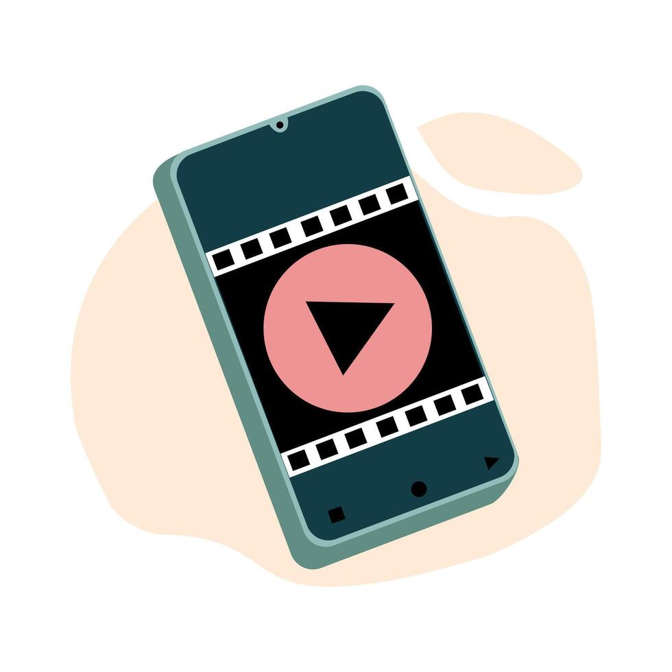 Movie Marketing A play button inside a mobile vector