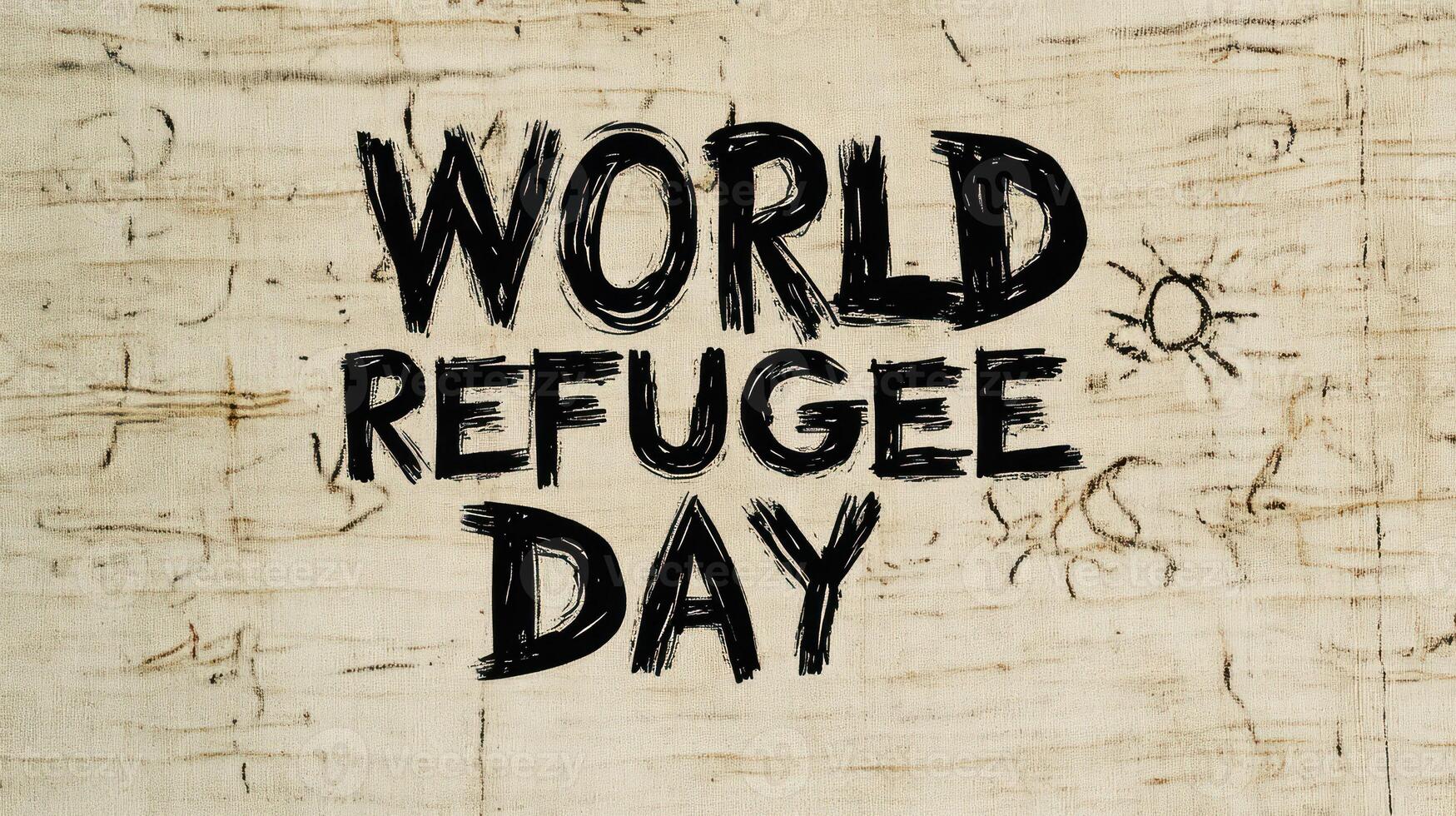 Text promoting World Refugee Day on a simple, textured background. photo