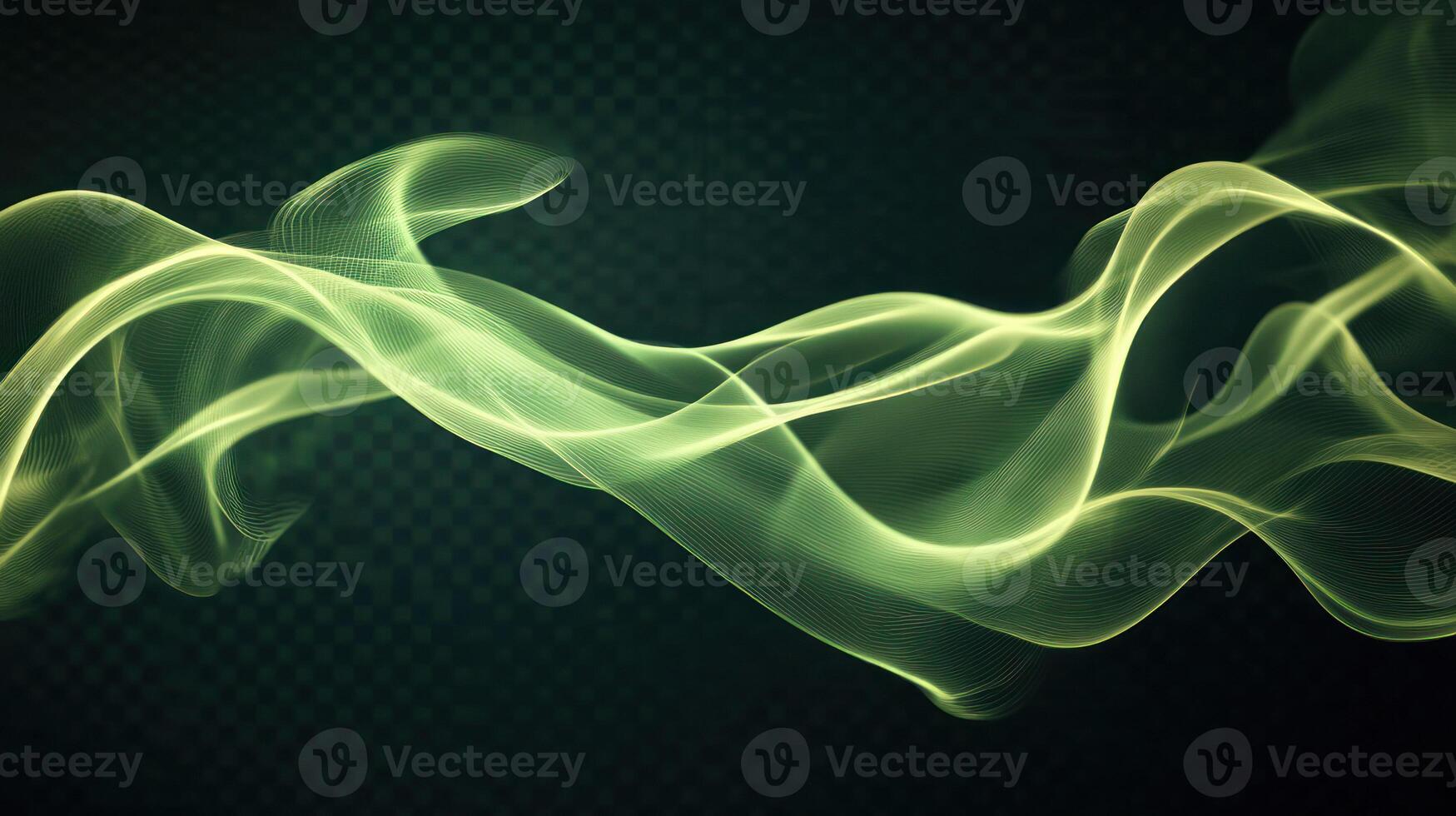 A luminous green abstract wave pattern on a dark background. photo