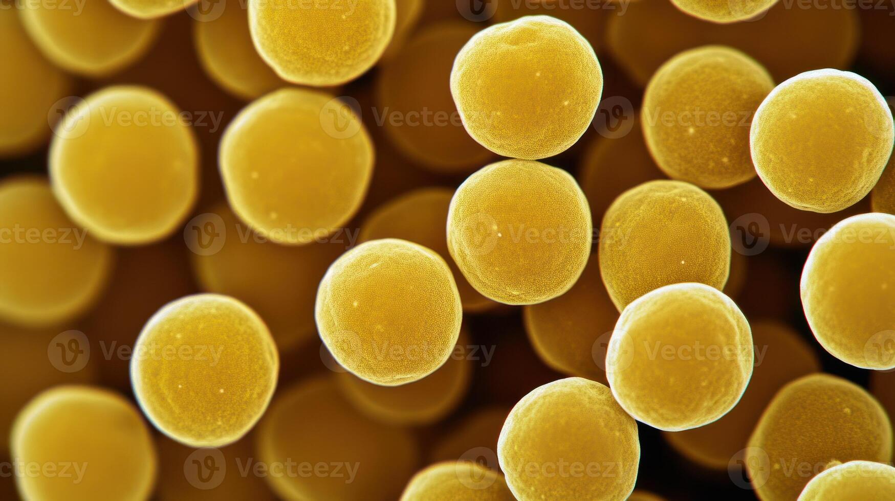 Close up of yellow spherical cells, highlighting their intricate structure. photo