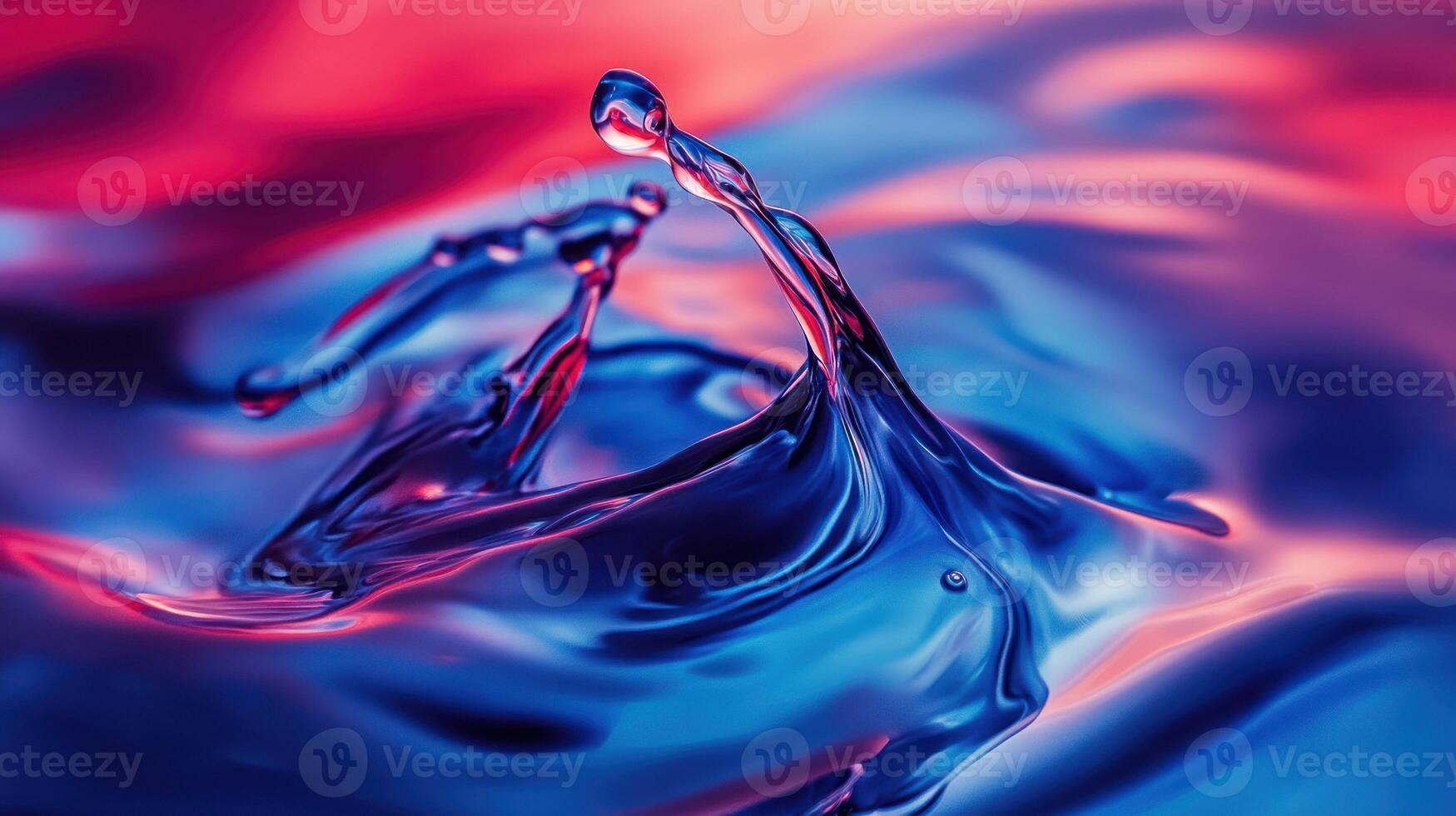 An abstract splash of vibrant blue and red water in motion. photo
