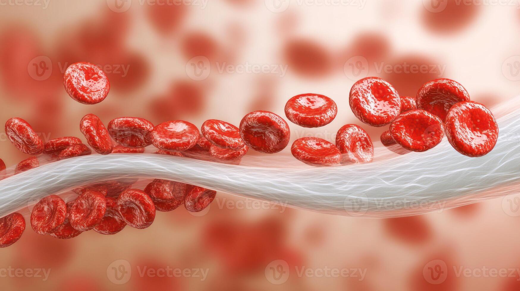 Abstract illustration of red blood cells flowing through plasma. photo