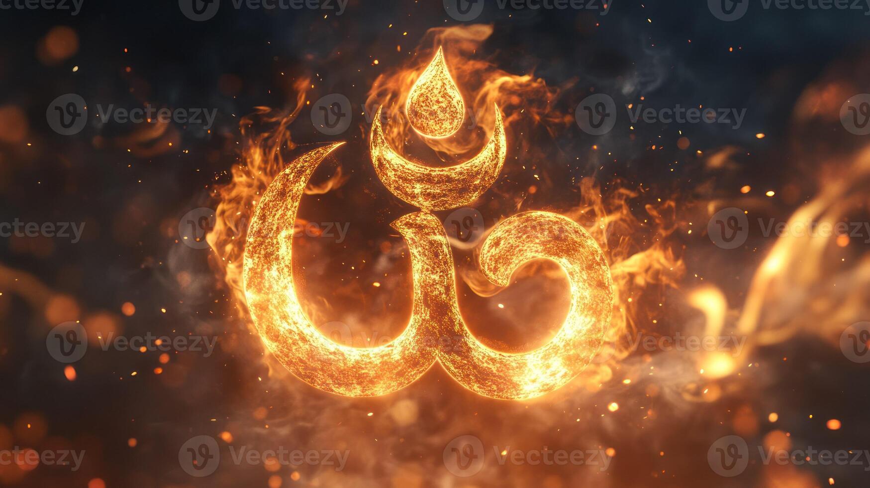 A glowing fire symbol radiating energy and warmth. photo