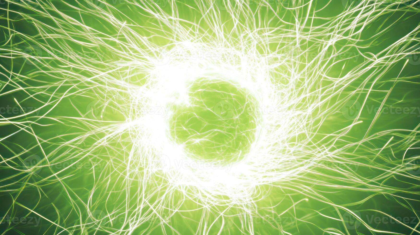 An abstract representation of glowing energy swirling in green. photo