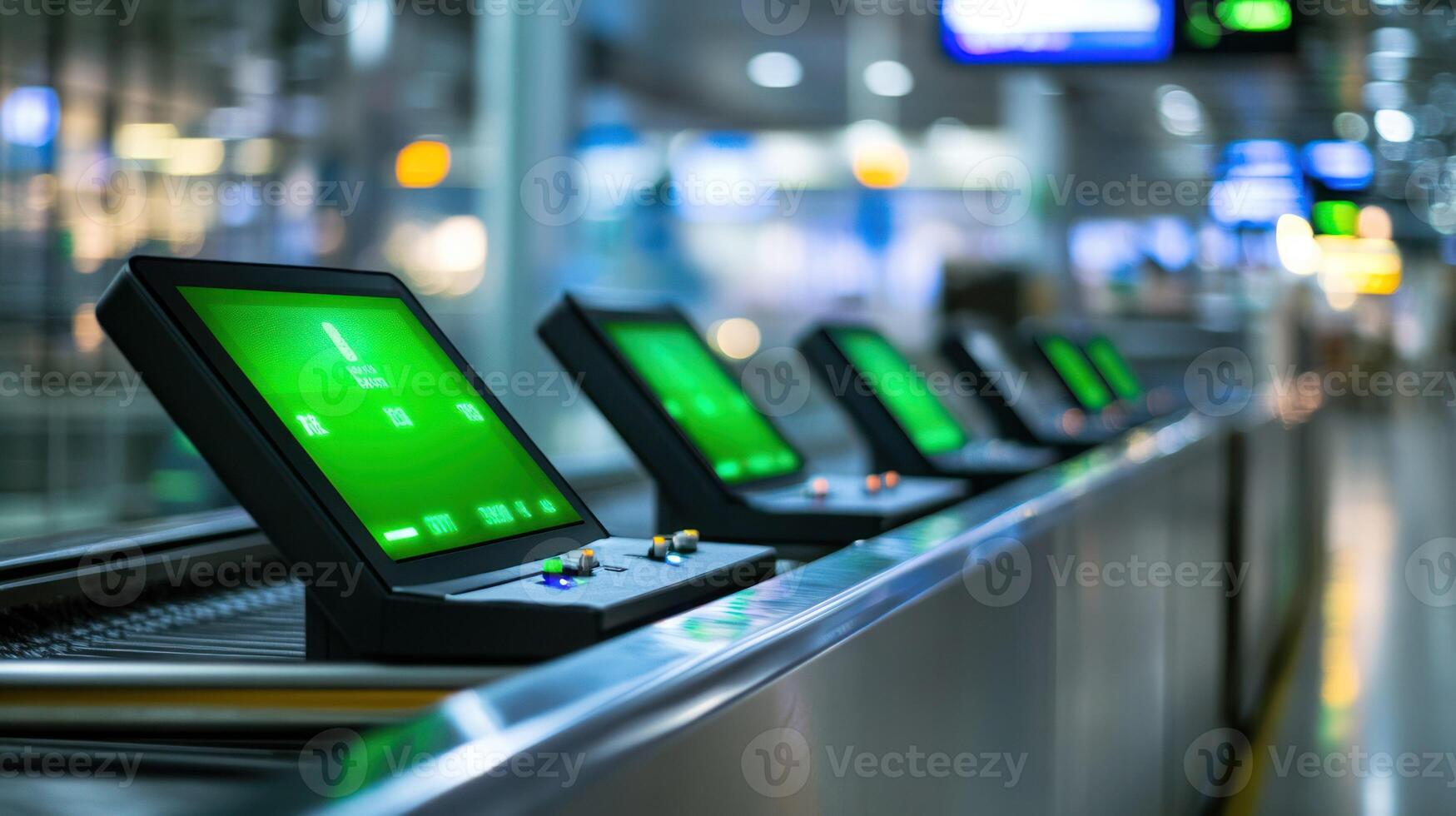 Focused shot of digital control panels in a modern workspace. photo