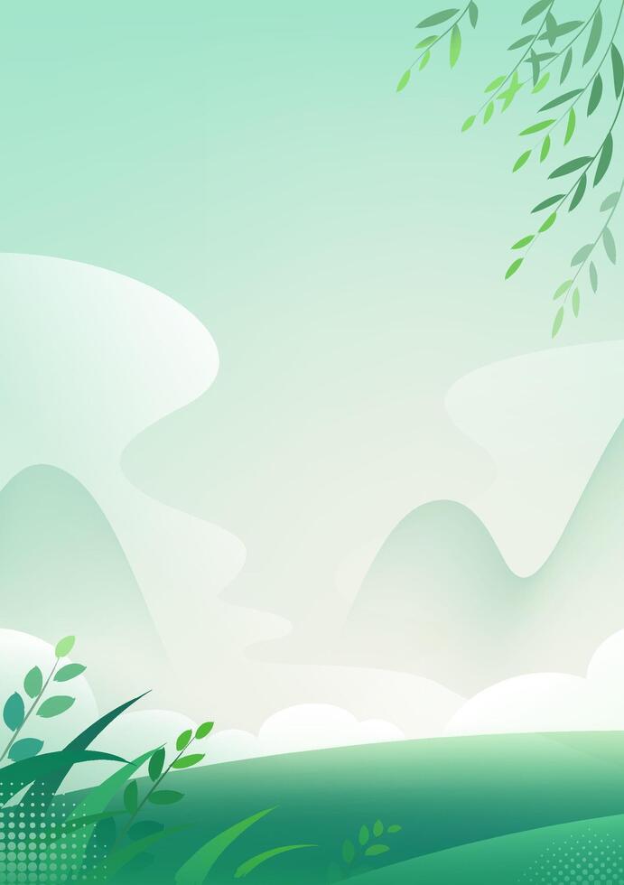 Chinese style vertical plate illustration design spring green nature background vector