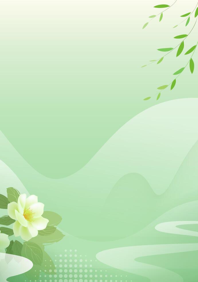 Chinese style vertical plate illustration design spring willow flowers landscape background vector