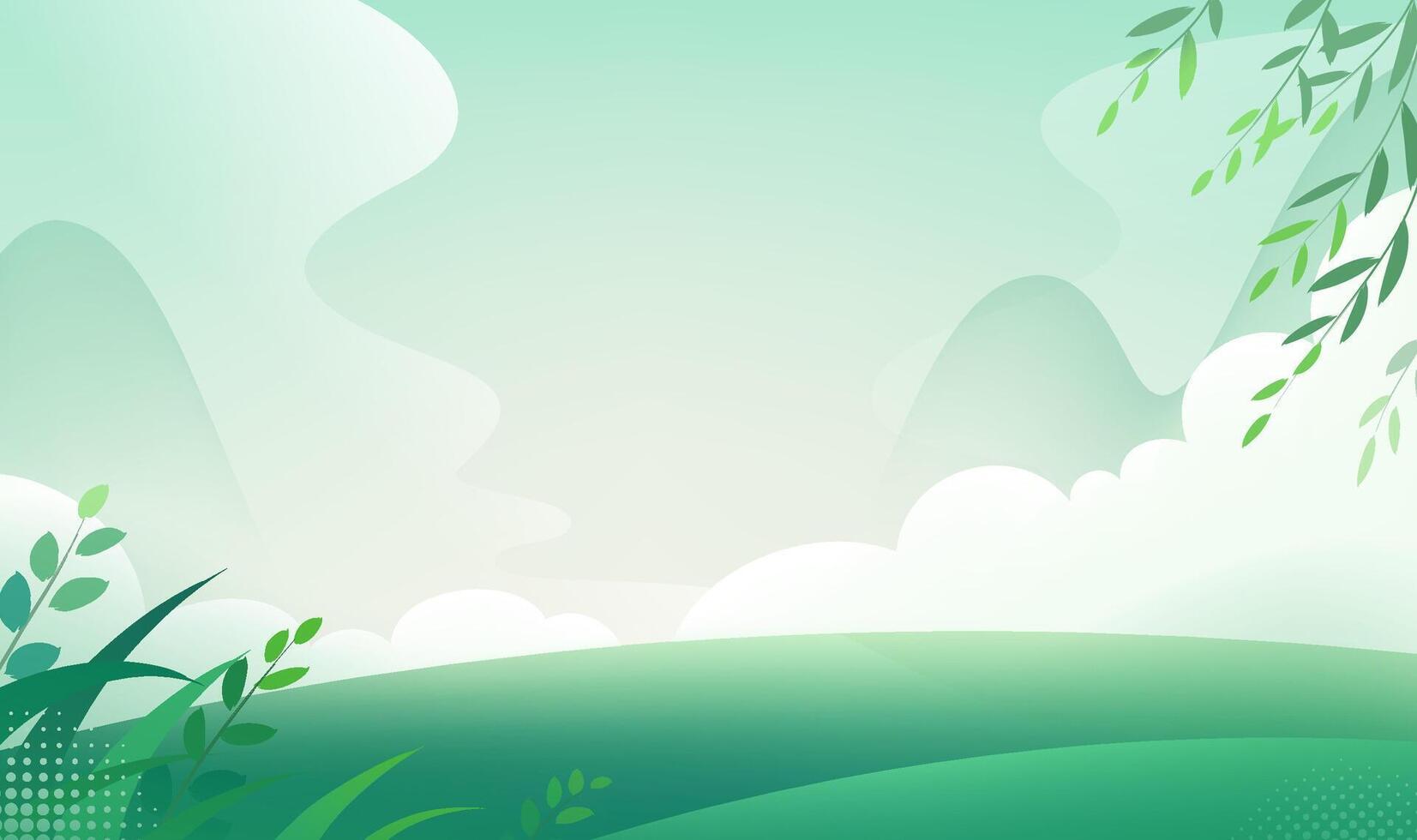 Chinese style horizontal plate illustration design spring green nature background vector