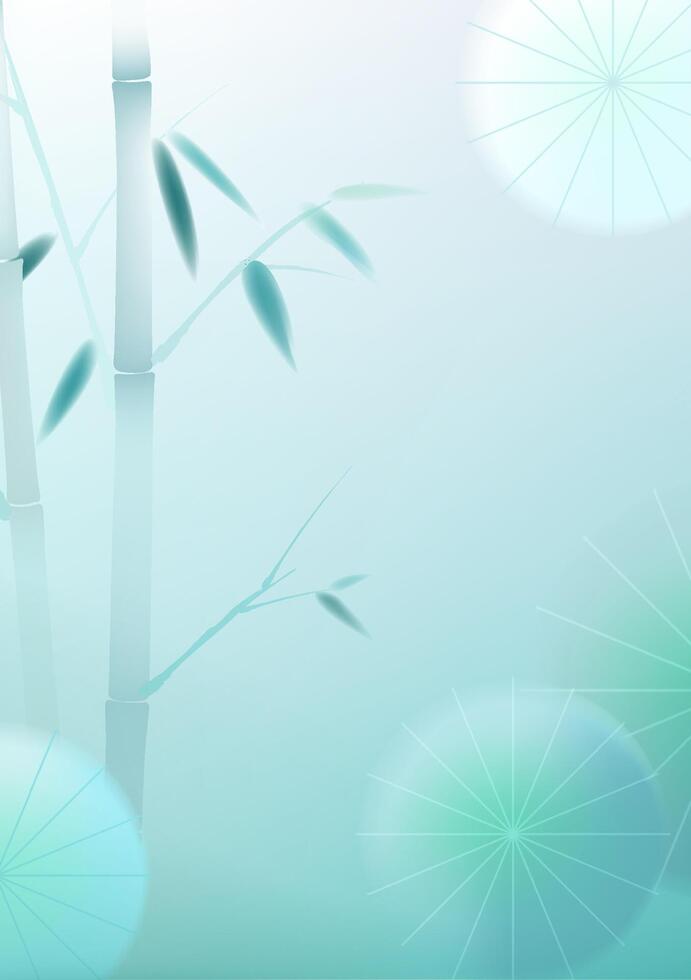 Chinese style vertical illustrations design bamboo and umbrella vector