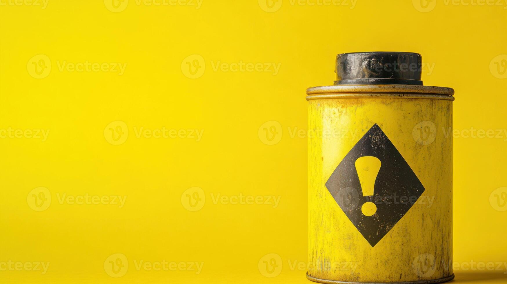A yellow hazardous material canister with a warning symbol. photo