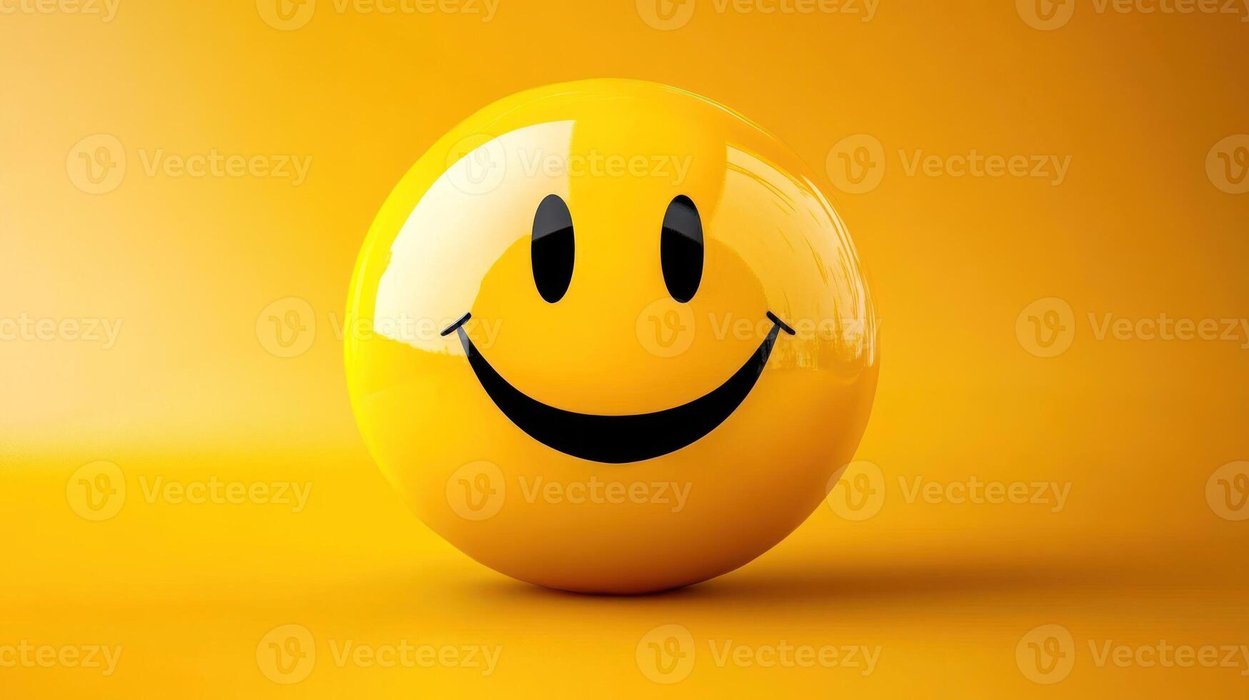A vibrant yellow smiley face radiating joy and positivity. photo