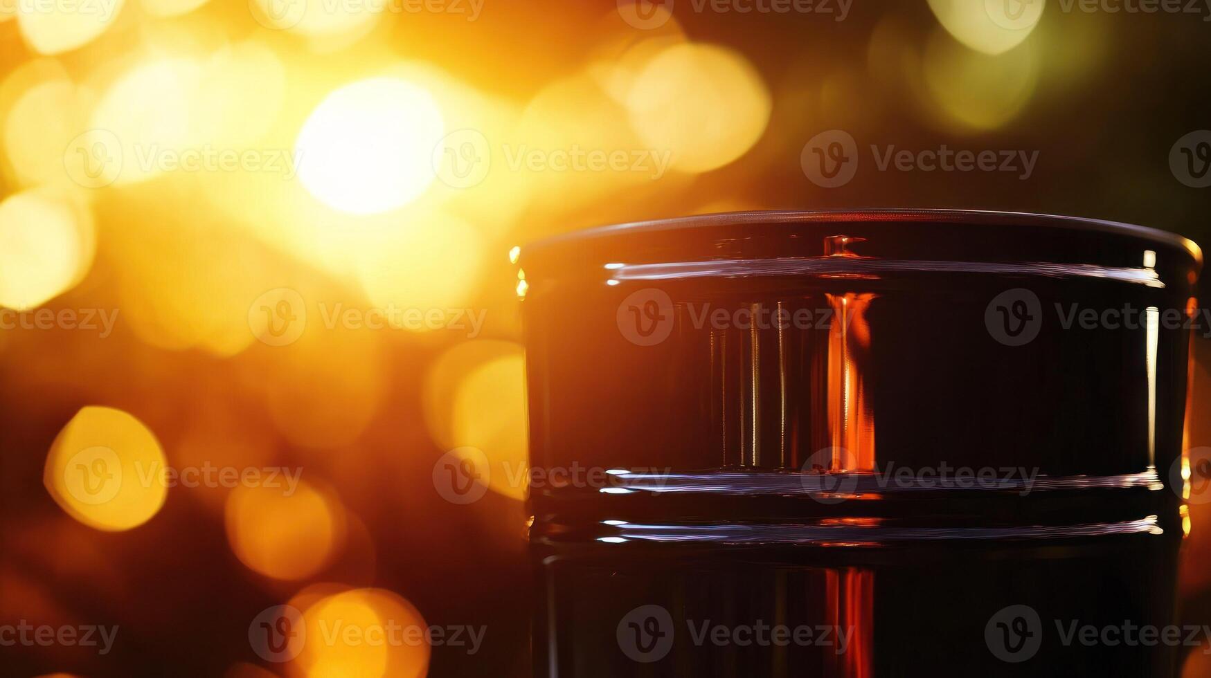 A glowing container silhouette against a warm, bokeh background. photo