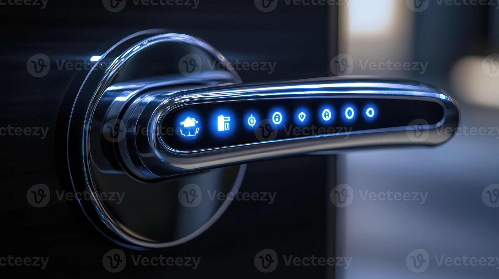 A sleek smart lock with LED controls, emphasizing modern security solutions. photo