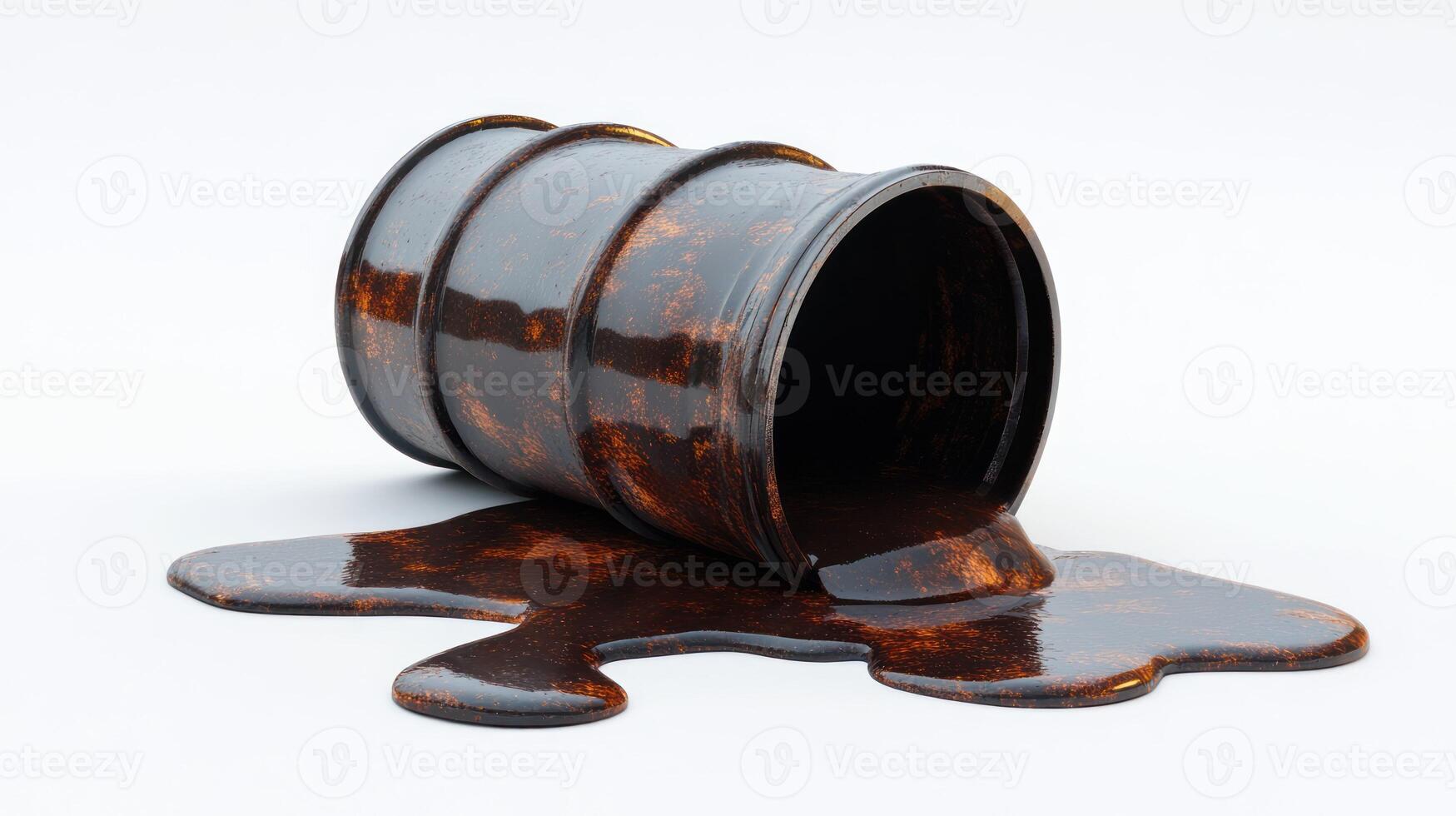 A spilled barrel of dark liquid creates an abstract texture. photo