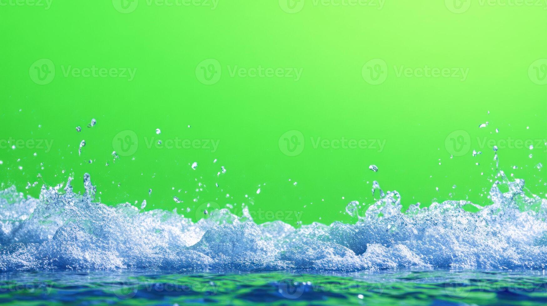 Vibrant waves splashing against a bright green background. photo