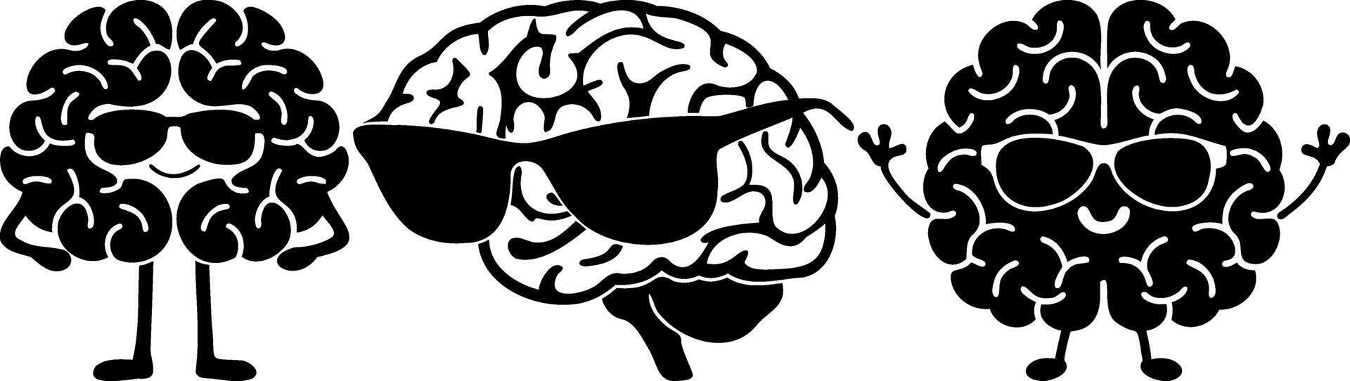 Cool brain characters wearing sunglasses, showcasing fun and creativity vector