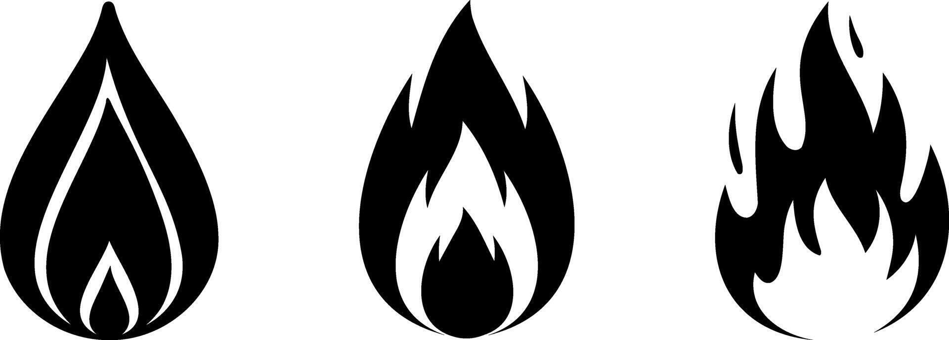Stylized flame in black, representing fire and heat, ideal for design projects vector