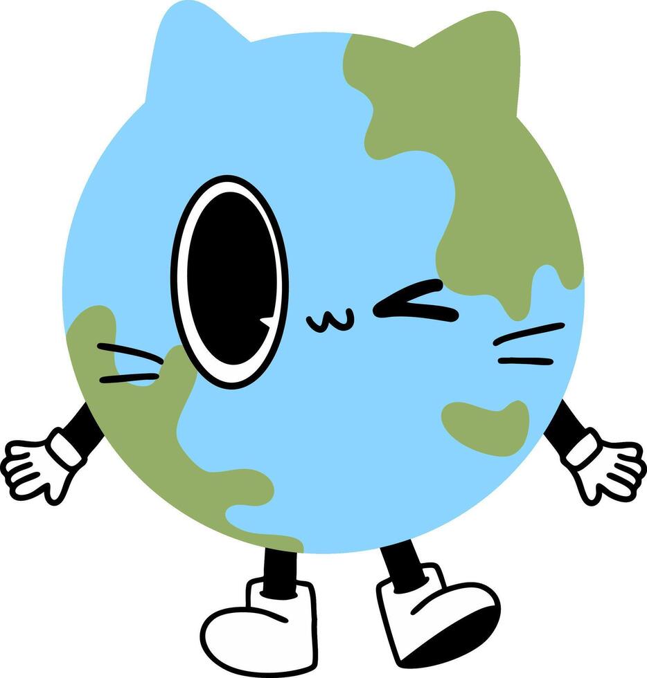 Cute cartoon character representing Earth with smiling face and playful expression vector