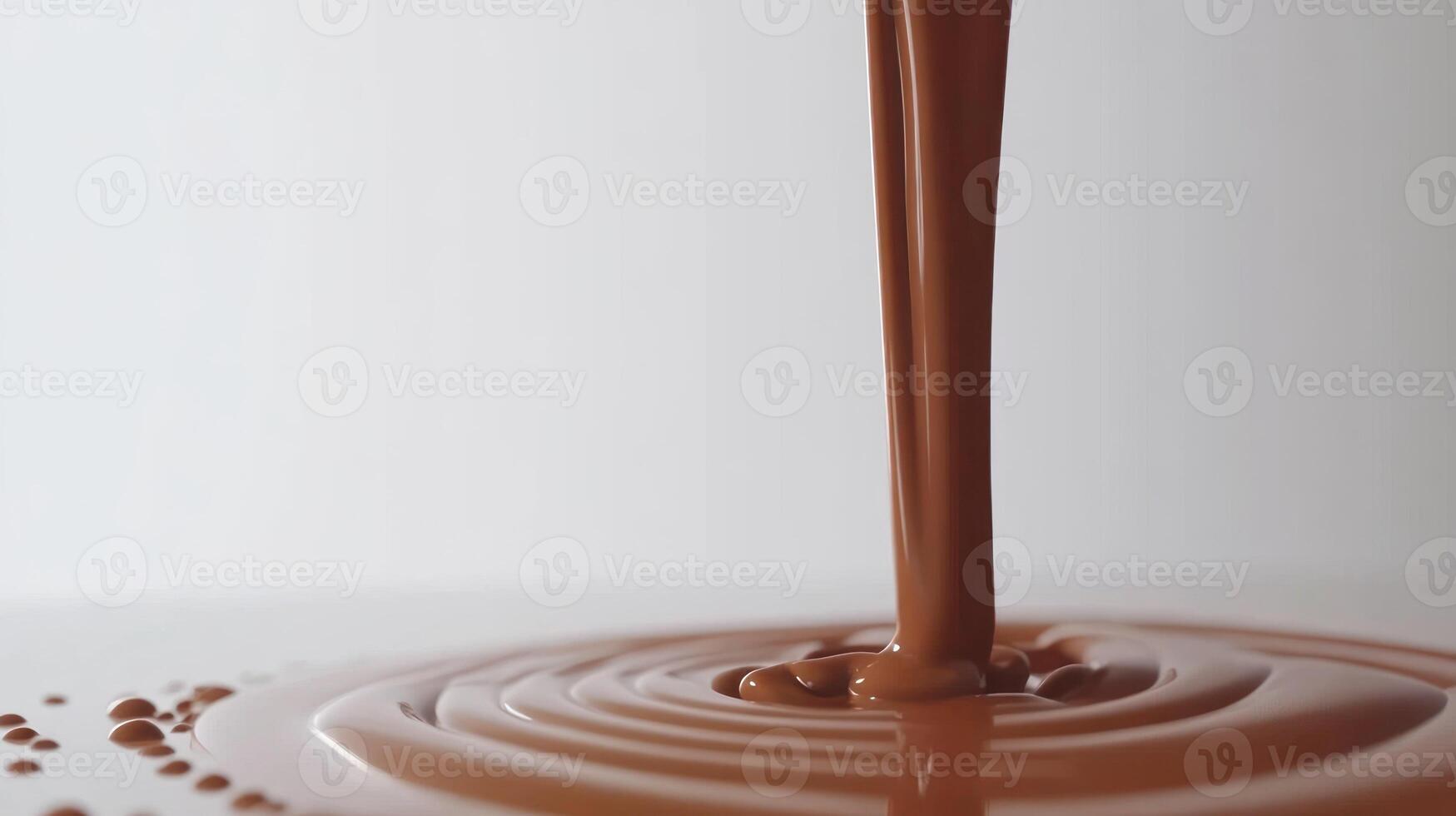 Smooth chocolate pouring into a round puddle, creating delightful textures. photo