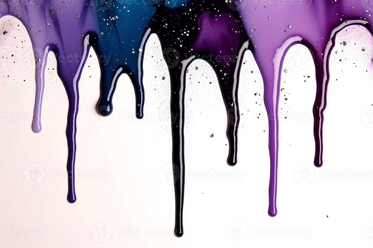 A purple and blue paint dripping on a white background photo