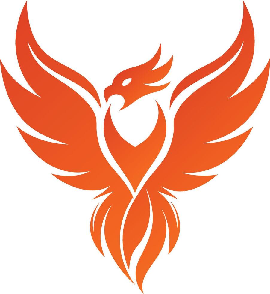 Phoenix, ablaze in hues of fiery orange and red vector