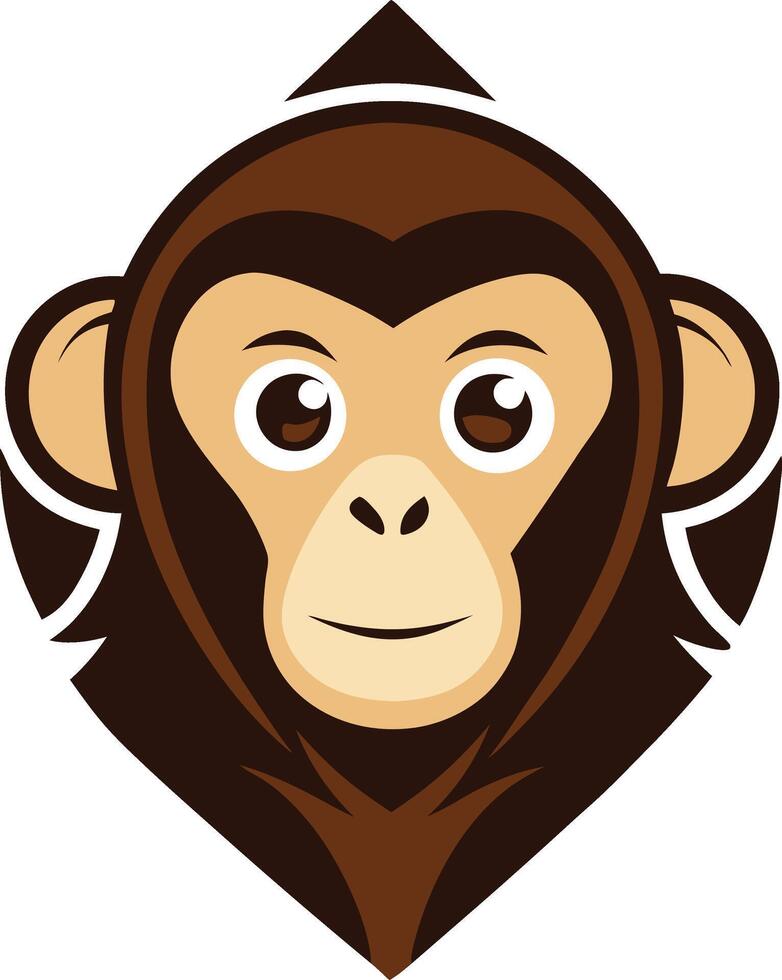 Monkey's face, rendered in a vibrant, stylized, and cheerful design vector
