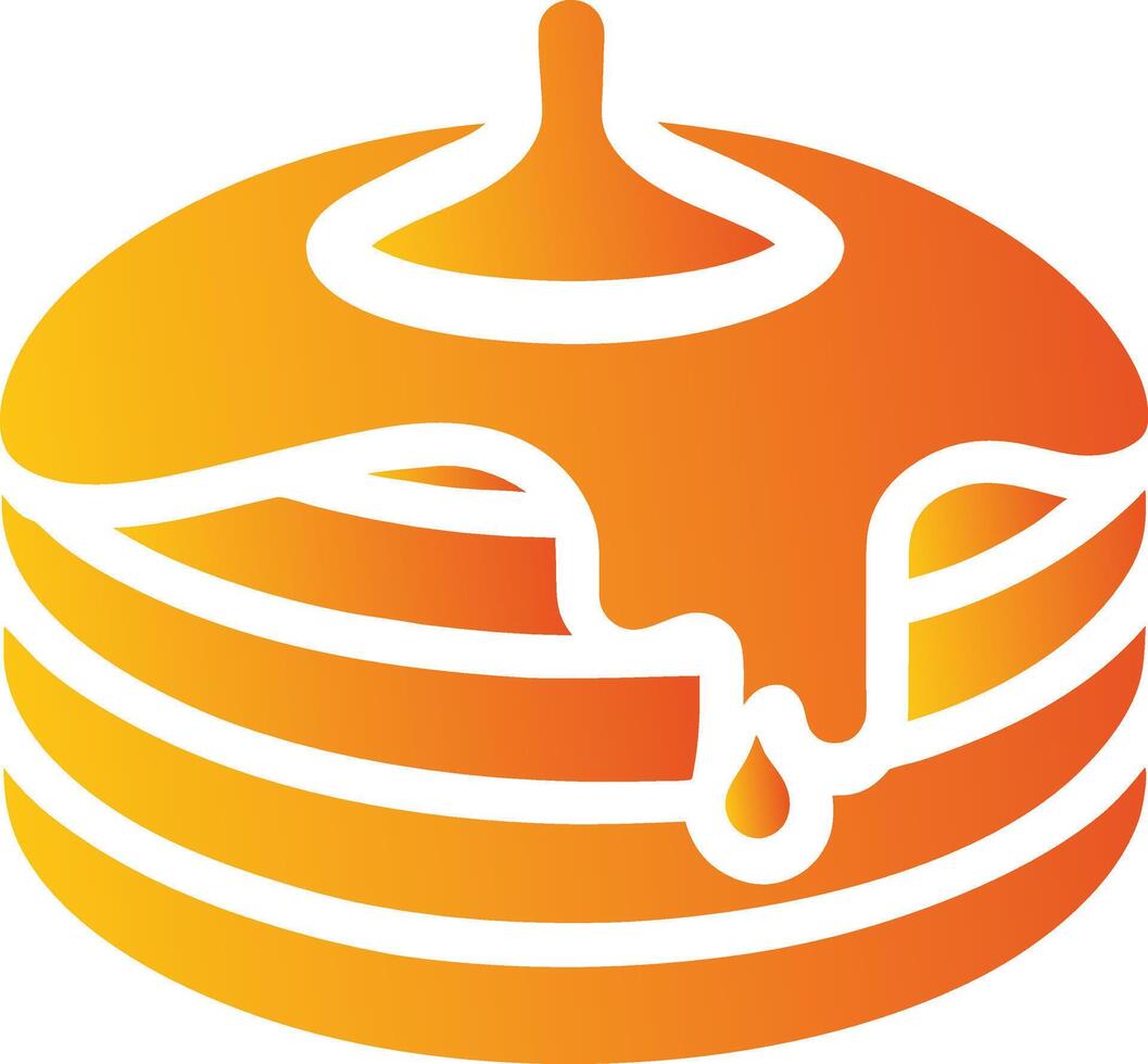 A stack of pancakes bathed in a warm golden gradient, with a generous drizzle of syrup, showcasing the delectable breakfast icon. vector