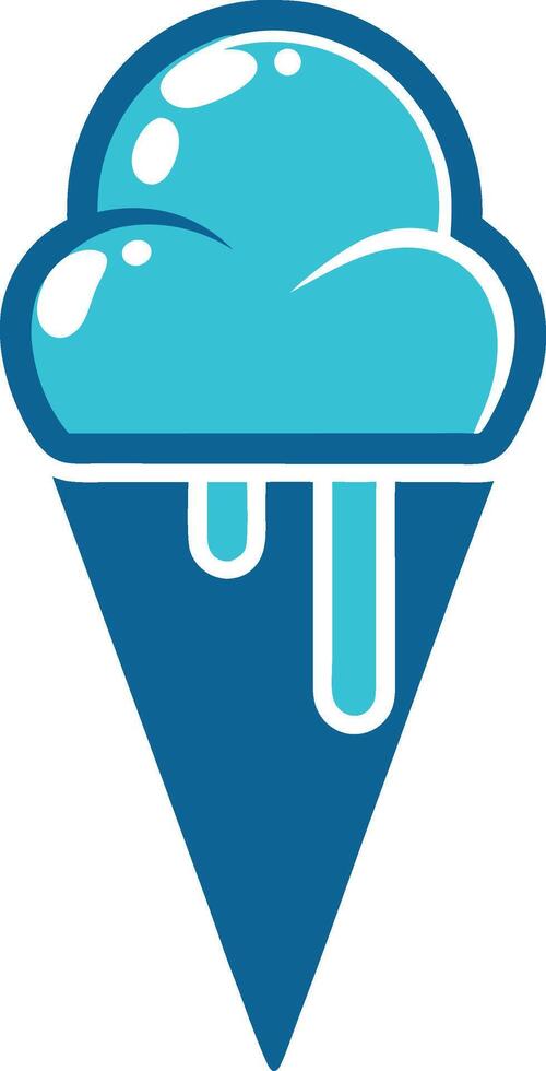 Ice cream cone, stylized with a refreshing blue hue vector