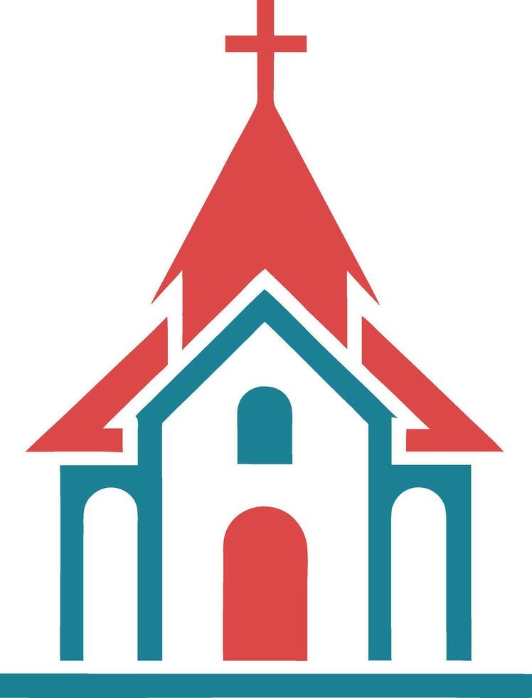Church with a striking contrast of colors logo mascot design vector