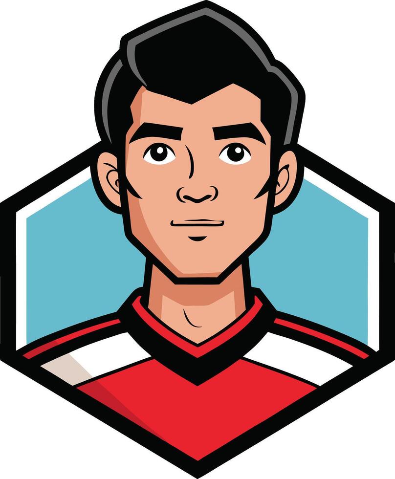 A soccer player with a red and black jersey vector