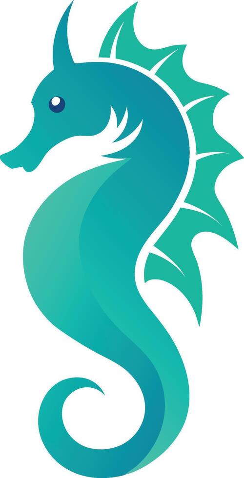 Seahorse, showcasing its unique form with a gradient teal palette against a clear, bright backdrop. vector