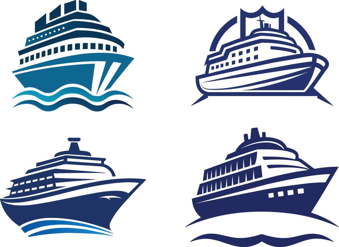 Cruise Ships logo design collection set vector