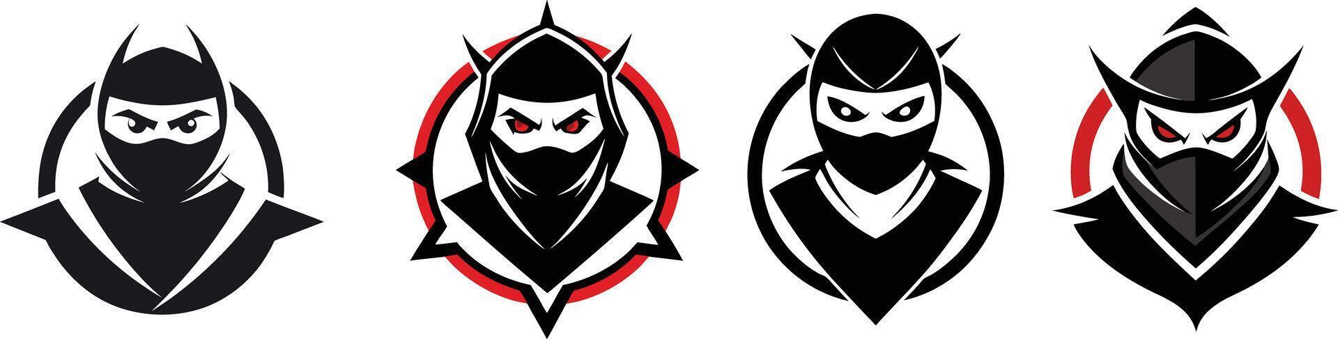 Ninja Logo design set collection vector