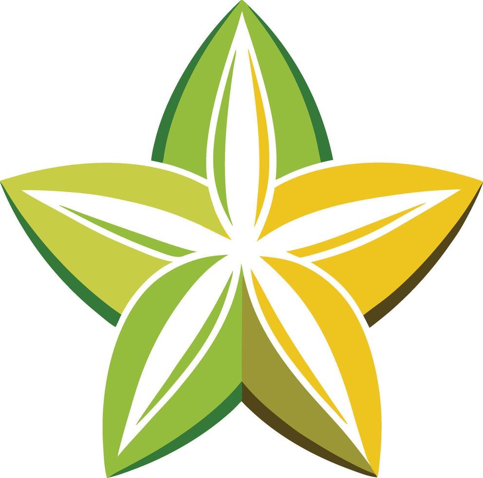 Star fruit, showcasing its characteristic star shape and lively colors logo design vector
