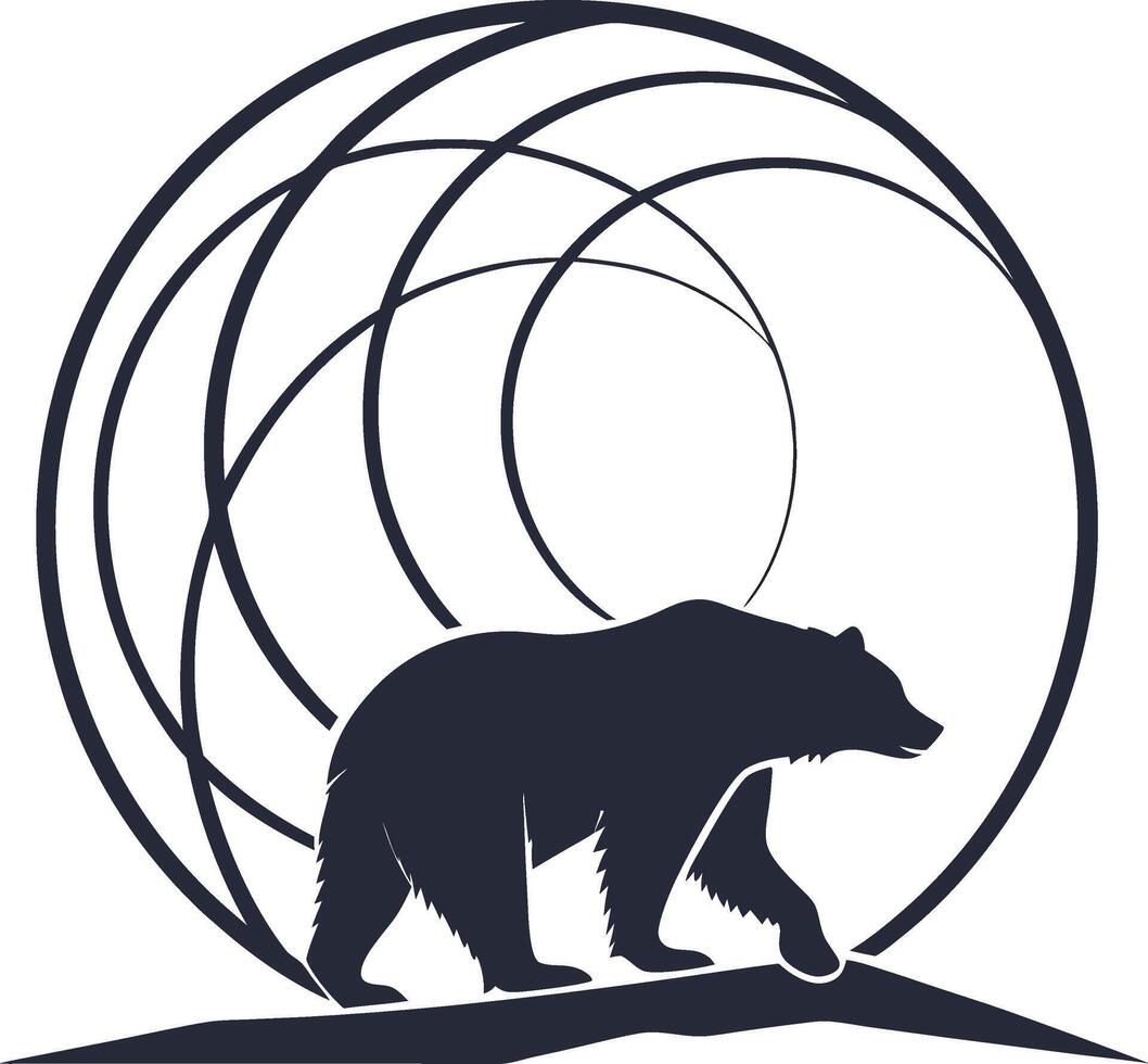 Bear Silhouette with Symbolic Design vector