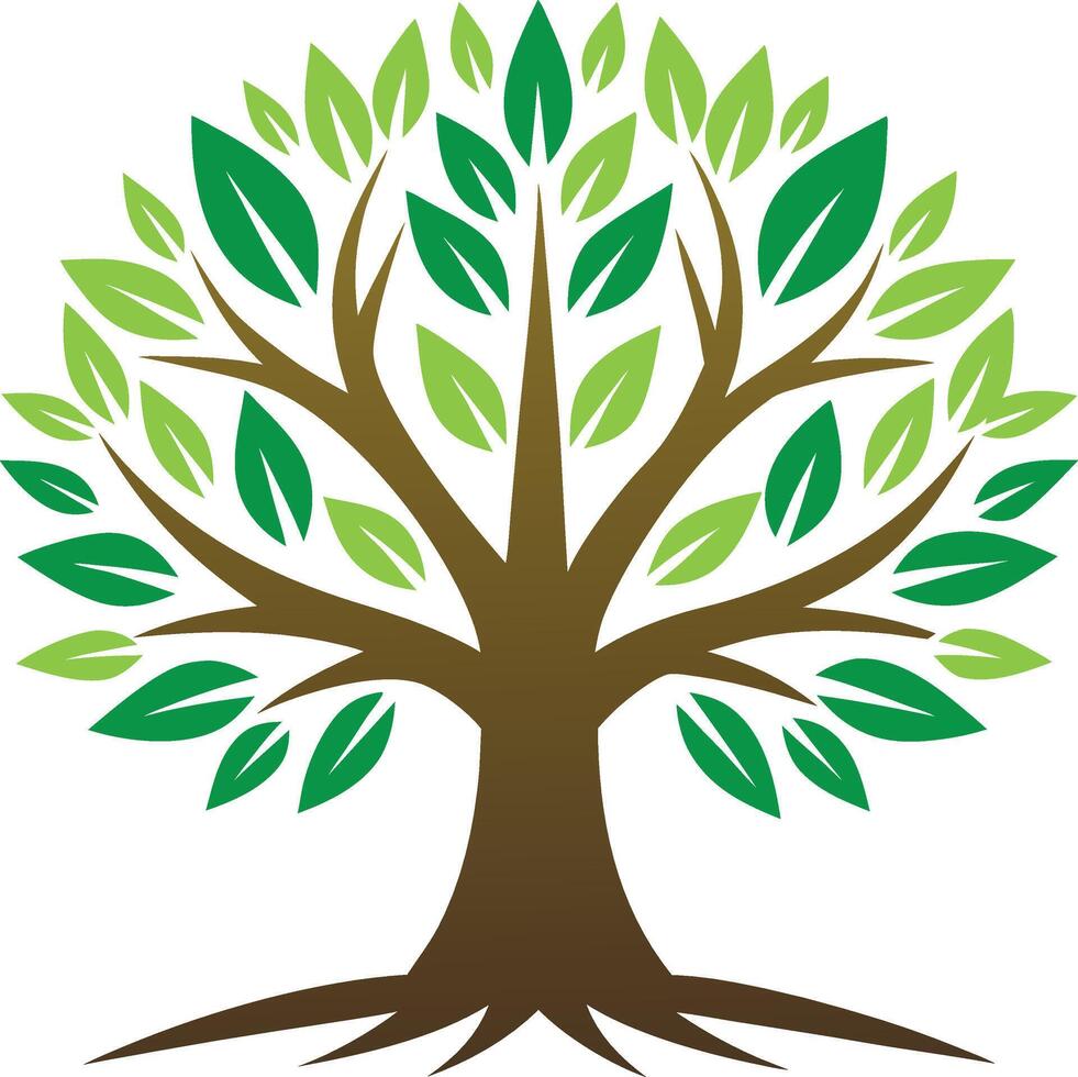 Tree, radiating vitality with lush green leaves, symbolizing growth, resilience, and the interconnectedness of life vector