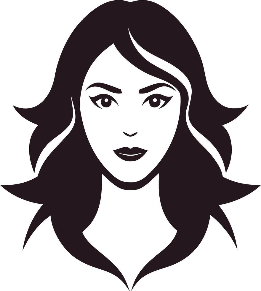 Woman with flowing hair. capturing timeless elegance in simple lines vector