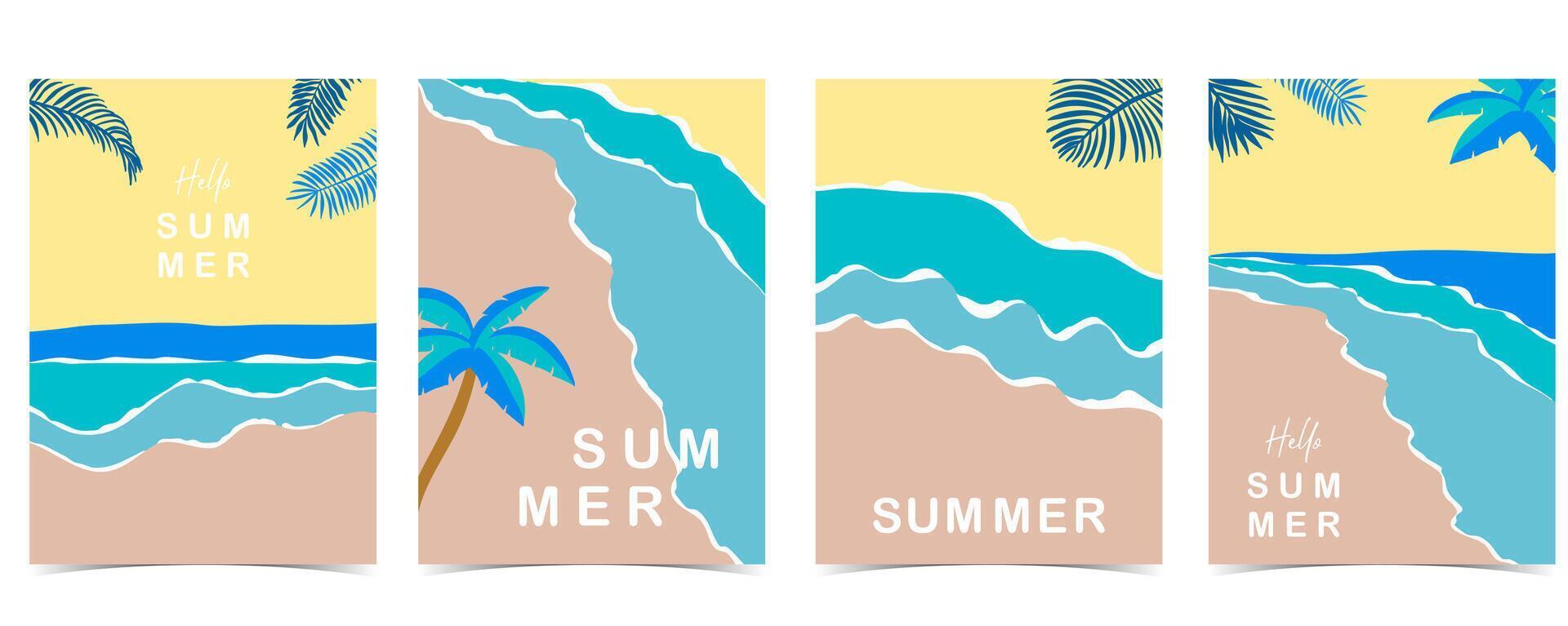 sea and ocean background with yellow sky vector
