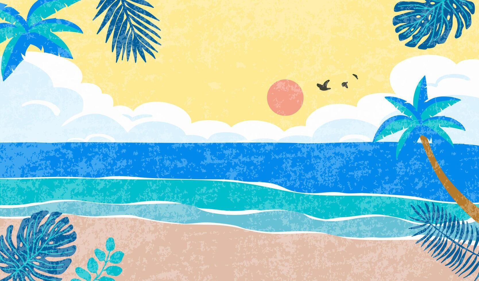 summer landscape background with beach and sand grain texture for horizontal design vector