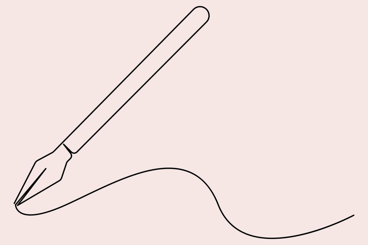 Single line pen drawing for print design vector