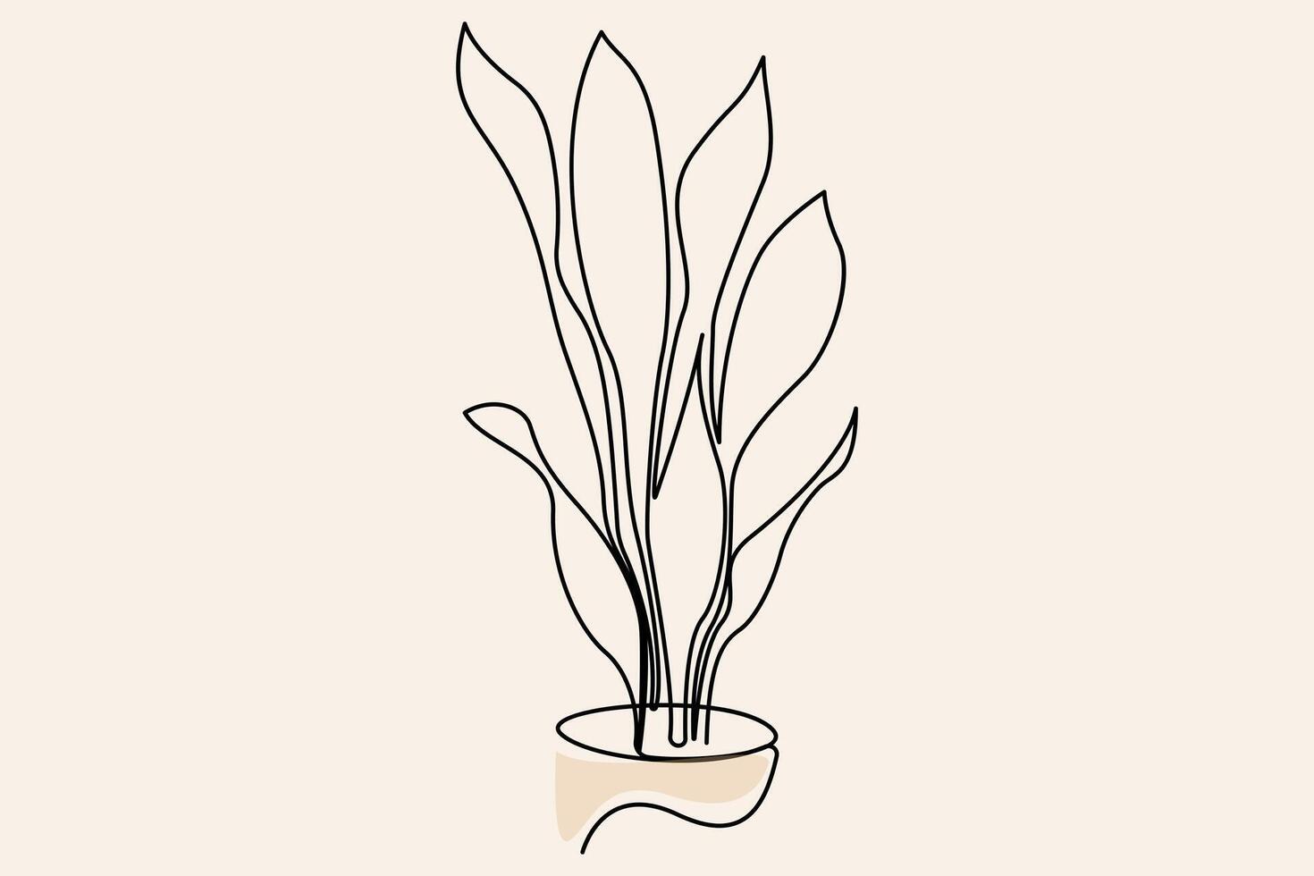 Continuous line art houseplant outline sketch vector