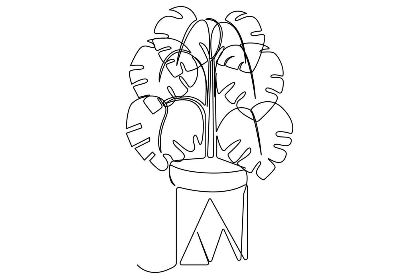 Continuous line floral sketch houseplant outline vector